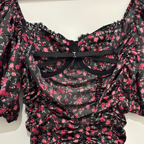 For Love And Lemons Black and Pink Floral Mini Dress - Picture 6 of 6